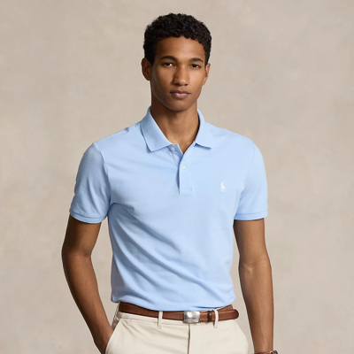 Ralph Lauren Tailored Fit Performance Mesh Polo Shirt In Office Blue