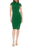 ALEXIA ADMOR CAROLINA TIE NECK CAP SLEEVE SHEATH MIDI DRESS