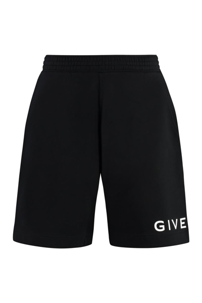Givenchy Boxy Fit Logo Cotton Fleece Sweat Shorts In Black