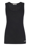 Jil Sander Black Crewneck Sleeveless Top In Cotton In Blue