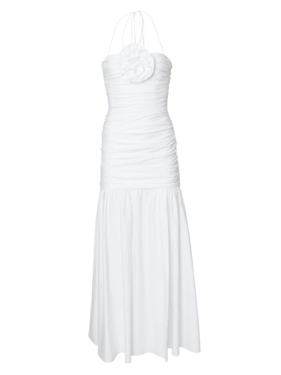 Carolina Herrera Women's Gathered Flower Dropped Waist Midi-dress In White