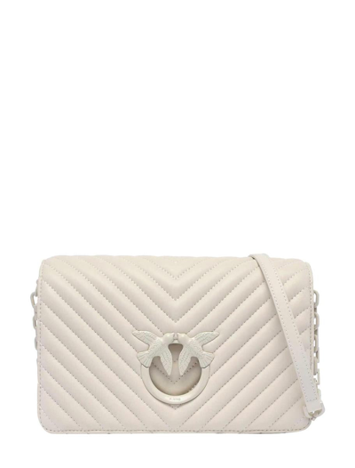 Pinko Love Classic Click Crossbody Bag In White + White-block Colour