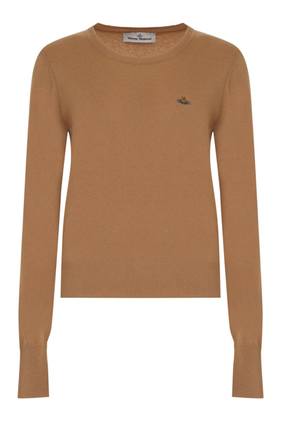 Vivienne Westwood Bea Merino Wool Crew-neck Jumper In Camel