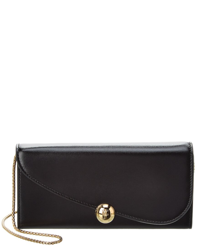 Ferragamo Asymmetrical Flap Leather Continental Wallet On Chain In Black