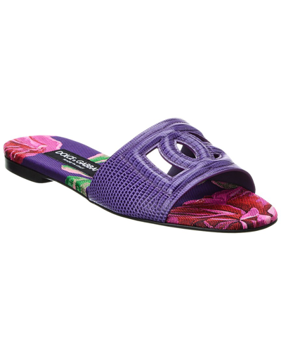 Dolce & Gabbana Dg Logo Leather Sandal In Purple