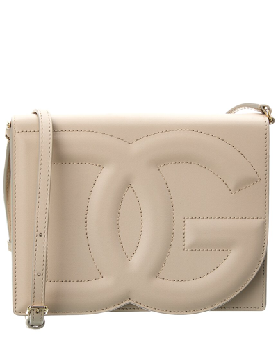 Dolce & Gabbana Logo Leather Shoulder Bag In White