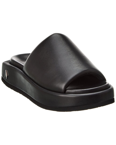 Attico Mia Leather Flatform Sandals In Black