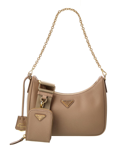 Prada Re-edition 2005 Saffiano Leather Bag In Beige