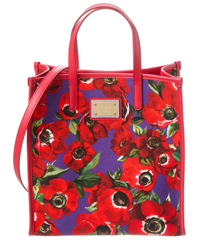 Dolce & Gabbana Dg Large Canvas & Leather Shopper Tote In Red