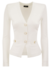 Elisabetta Franchi Shiny Viscose Cardigan With Twin Buttons In Ivory