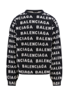 Balenciaga Logo All Over Print Pullover Sweater In Black