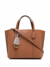 TORY BURCH PERRY SMALL BROWN TOTE BAG WITH REMOVABLE SHOULDER STRAP IN GRAINY LEATHER WOMAN