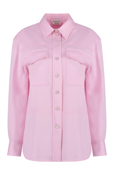 Alexander Mcqueen Wool Overshirt In Pink