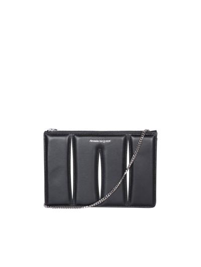 Alexander Mcqueen The Slash Cutout Two-tone Leather Shoulder Bag In Black