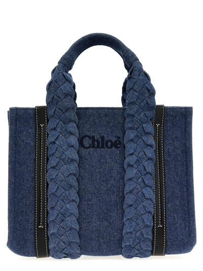 Chloé Small Woody Shopping Bag In Blue