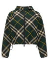 Burberry Check Zip-up Cropped Jacket In Green