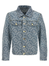 Casablanca Monogram-print Denim Jacket In Light Blue