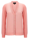 Apc Logo-embroidered Cotton Cardigan In Pink