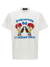 Dsquared2 Canadian Twins Printed Cotton T-shirt In White