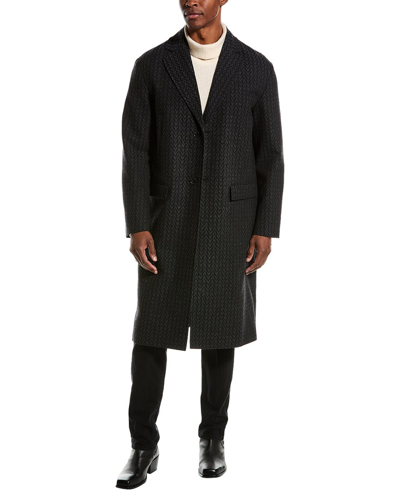 Valentino Mens Double Intarsio Vlogo Wool & Cashmere-blend Coat, 46, Black