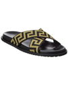 Versace Logo-print Open-toe Slides In Black