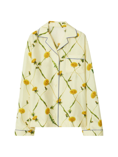 Burberry Dandelion-print Silk Pyjama Shirt In Sherbet