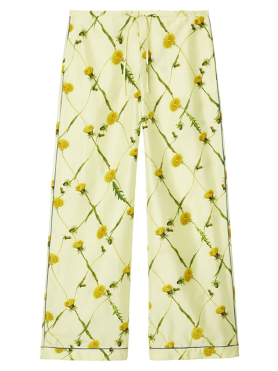 BURBERRY WOMEN'S DAFFODIL SILK DRAWSTRING PANTS