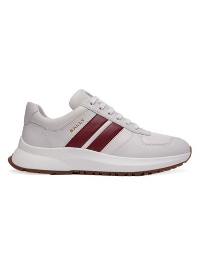 Bally Men's Darsyl Striped Leather Low-top Sneakers In White  Red