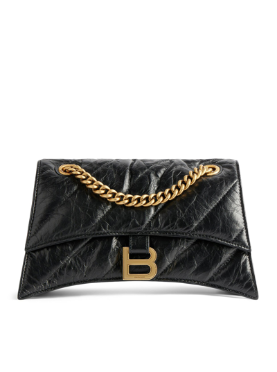Balenciaga Crush Bag With Small Quilted Chain For Women In Black