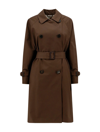 MAX MARA THE CUBE DISTRESSED COTTON TRENCH COAT WITH BELT AT THE WAIST