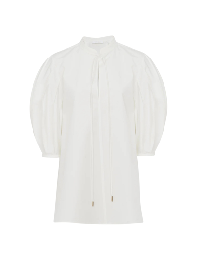 Chloé Blouse Tunique Manches « Lanterne » Femme Brun Taille 34 100% Coton In White