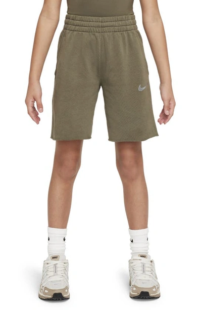 Nike Sportswear Big Kids' (girls') Dri-fit Fleece Shorts In Medium Olive