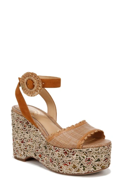 Sam Edelman Amber Espadrille Platform Ankle Strap Sandal In Rustic Brown,buff Tan