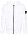 Stone Island Compass-motif Zip-up Hoodie In White
