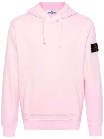 Stone Island Cotton Hoodie In Pink