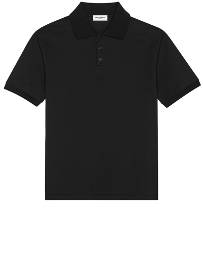 Saint Laurent Monogram Polo Shirt In Black