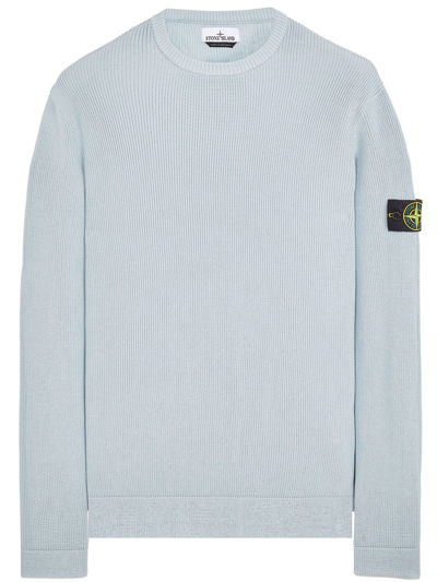 Stone Island Compass-patch Cotton Jumper In Light Blue
