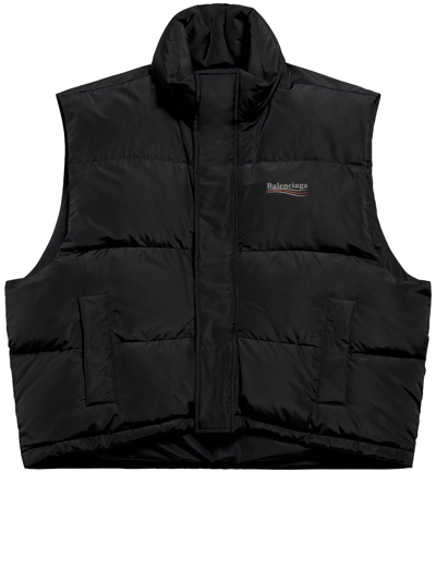 Balenciaga Political Campaign Cocoon Puffer Gilet In Black