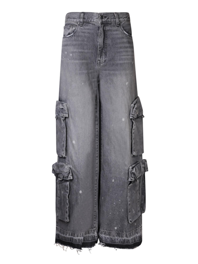 Amiri High Waist Stonewashed Wide Cargo Jeans In Black