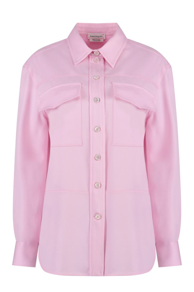 Alexander Mcqueen Wool Overshirt In Pink