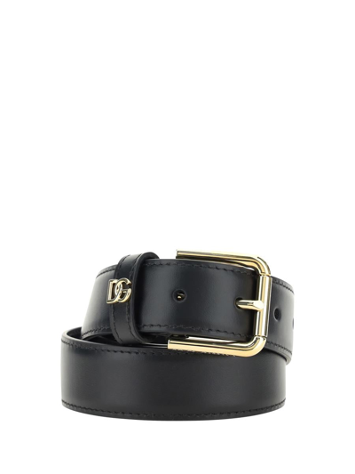 Dolce & Gabbana Dg Logo Belt In Nero