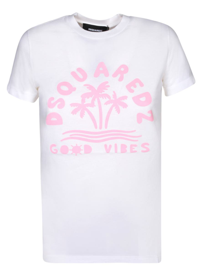 Dsquared2 White Graphic Crew Neck T-shirt