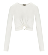 Elisabetta Franchi Ring Embellished Cropped Top In Ivory