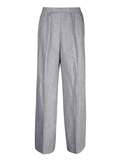 Forte Forte Lurex Light Blue Trousers In Gray