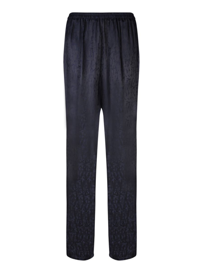 Forte Forte Microdamier Fluid Jacquard Flared Pants In Blue