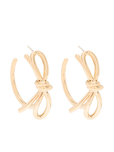 Valentino Garavani Bow-detail Polished Hoop Earring In Gold