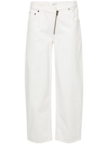 Frame White Angled Zipper Straight-leg Jeans In White