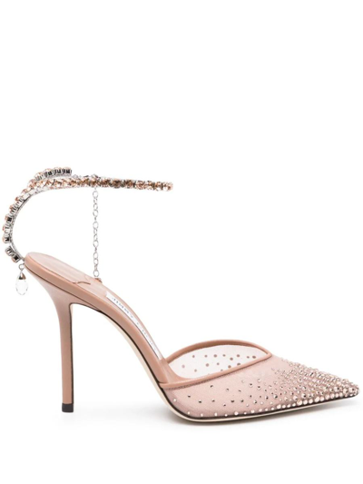 Jimmy Choo Saeda 100mm Pumps Embellished With Crystals In Pink & Purple