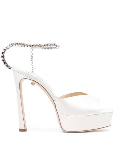 Jimmy Choo Saeda 125mm Crystal-embellished Sandals In Nude & Neutrals