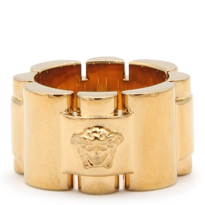 Versace Medusa Polished Finish Chunky Ring In Golden